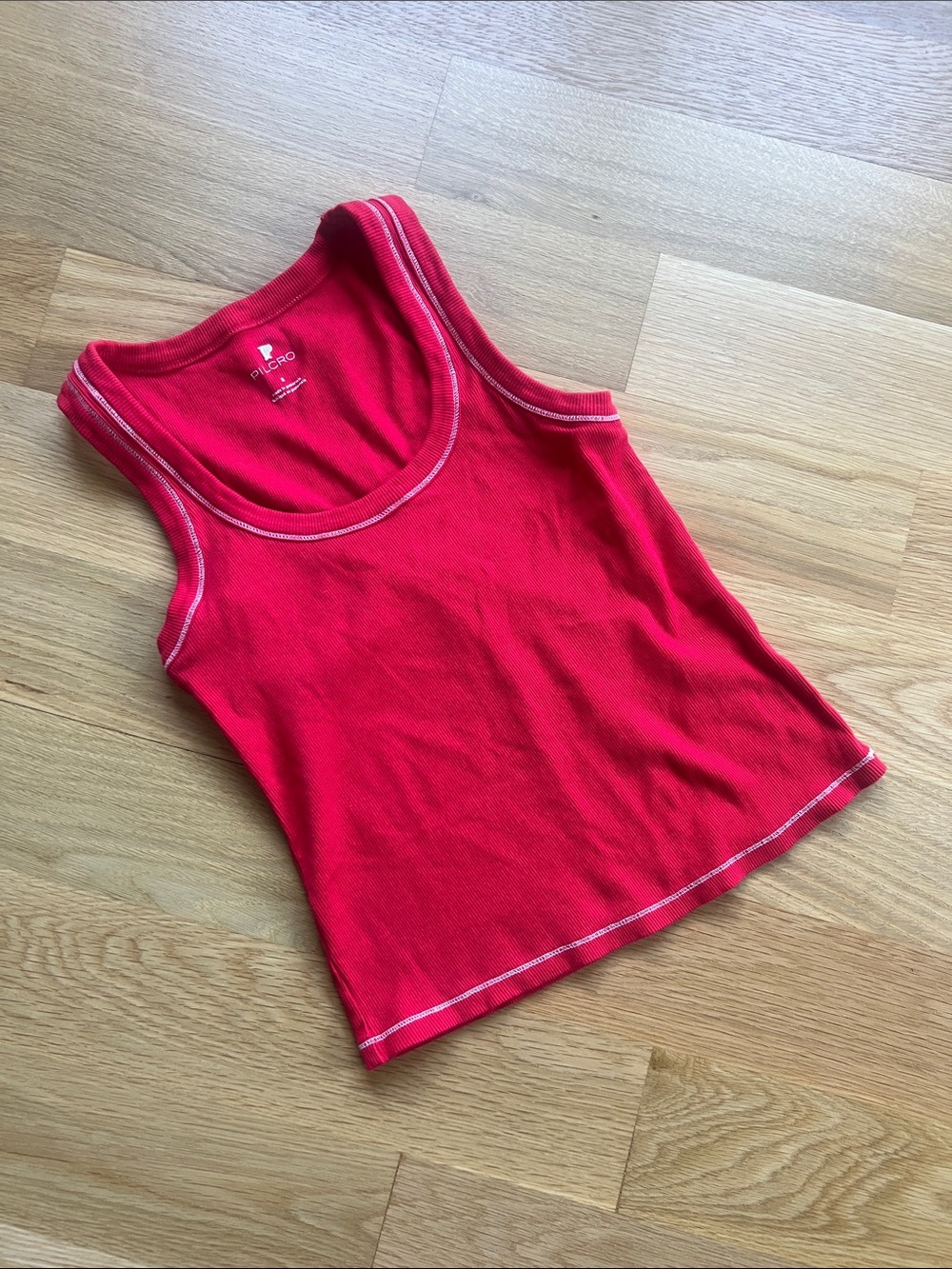 Pilcro Red Tank Top with Contrast Stitching